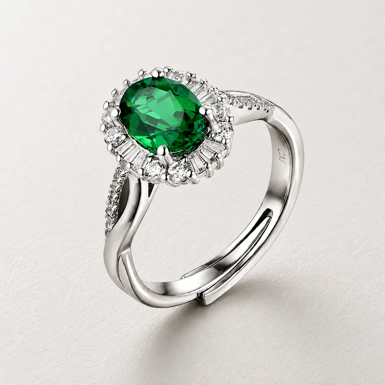 Elara Oval Green Halo Ring Elara Oval Green Halo Ring