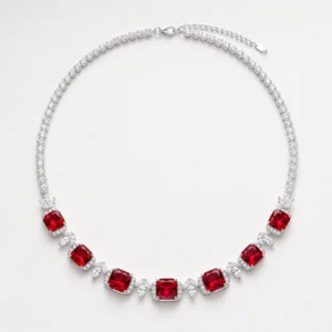 Arabella Red Cushion-Cut Statement Necklace