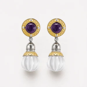 Aurelia Purple Cabochon Filigree Drop Earrings