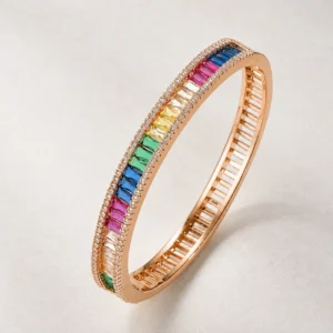Aurora Rainbow Baguette Pavé Bangle