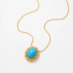 Aveline Blue Cabochon Filigree Pendant Necklace