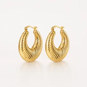 Marina Ribbed Crescent Hoop Earrings