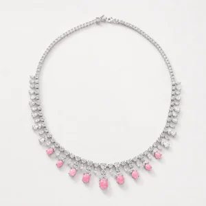 Rosalie Pink Cabochon Fringe Necklace