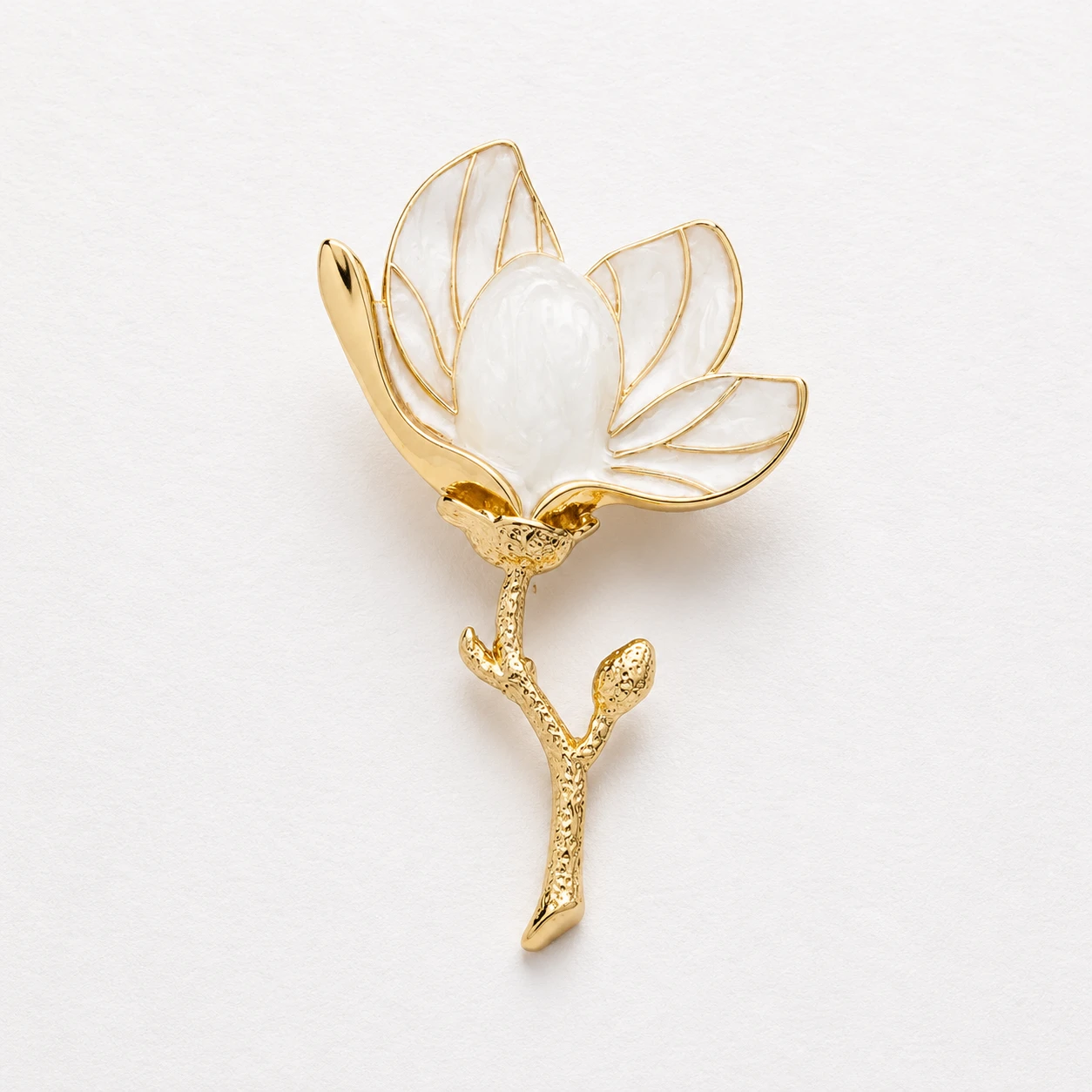 Magnolia White Enamel Flower Pin Magnolia White Enamel Flower Pin